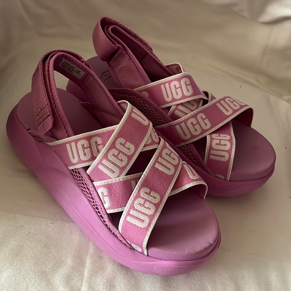 UGG LA Cloud Sandals Pink Wildflower Logo 1110090 size 8